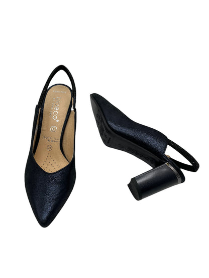 Bioeco by Arka 4186 2558+1290 Navy Shimmer Block Heels with Slingback Strap