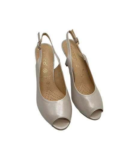 Bioeco by Arka 4180 2380+1315 Pearl Leather Heels with Slingback Strap & Peep Toe