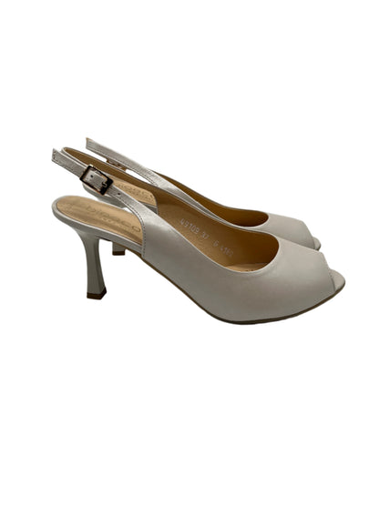 Bioeco by Arka 4180 2380+1315 Pearl Leather Heels with Slingback Strap & Peep Toe
