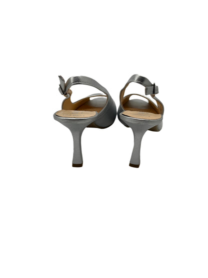 Bioeco by Arka 4180 2439+1661 Silver Leather Heels with Slingback Strap & Peep Toe