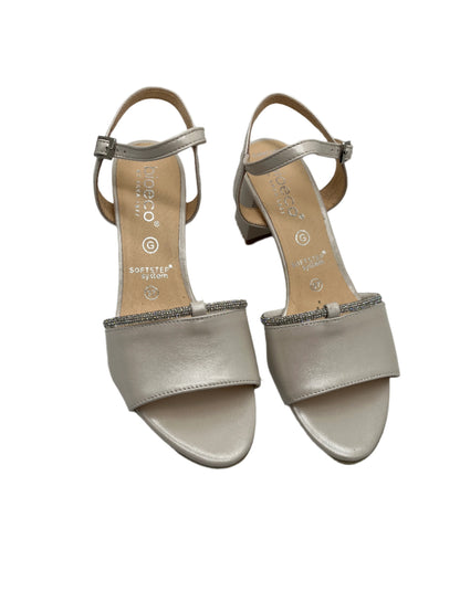 Bioeco by Arka 4040 2380+1661 Pearl Leather Block Heel Sandals with Slingback Strap