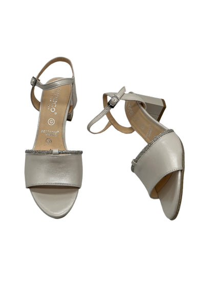 Bioeco by Arka 4040 2380+1661 Pearl Leather Block Heel Sandals with Slingback Strap