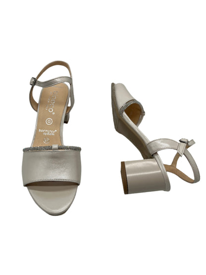 Bioeco by Arka 4040 2380+1661 Pearl Leather Block Heel Sandals with Slingback Strap
