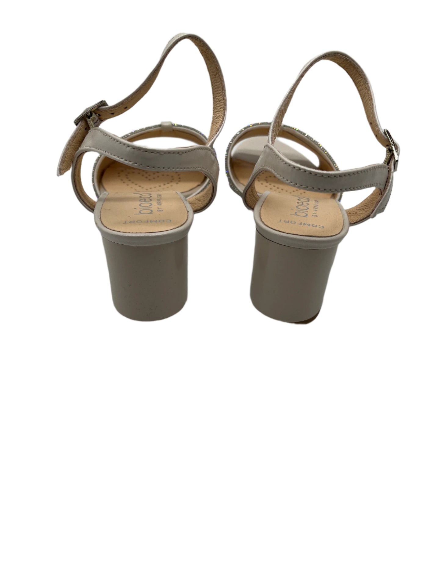 Bioeco by Arka 4040 2380+1661 Pearl Leather Block Heel Sandals with Slingback Strap