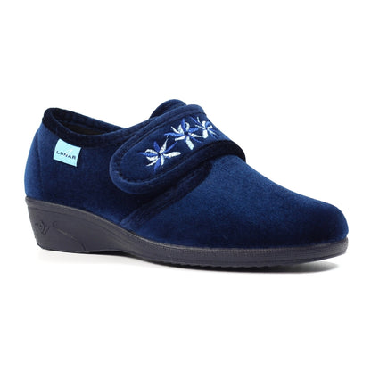 Lunar KLA035 BL Navy Paula II Velcro Slippers