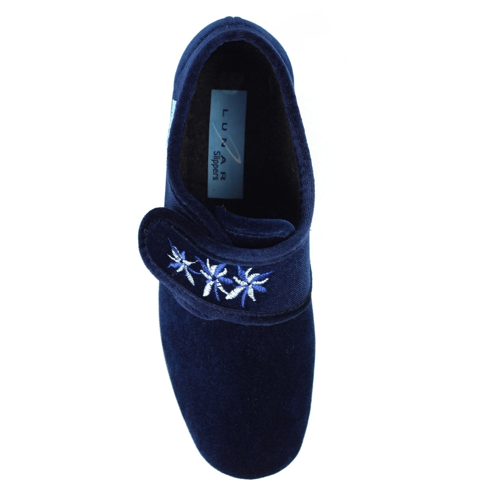 Lunar KLA035 BL Navy Paula II Velcro Slippers