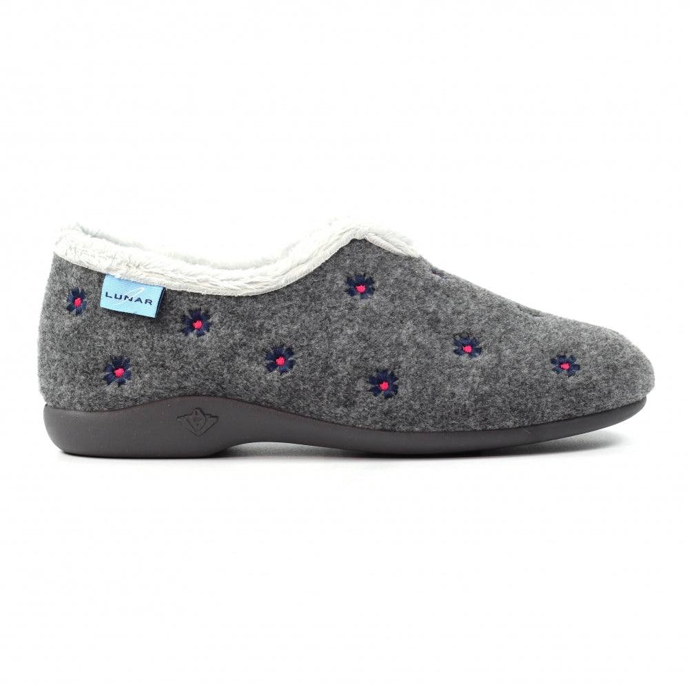 Lunar KLA250 Havana Grey Flower Slippers