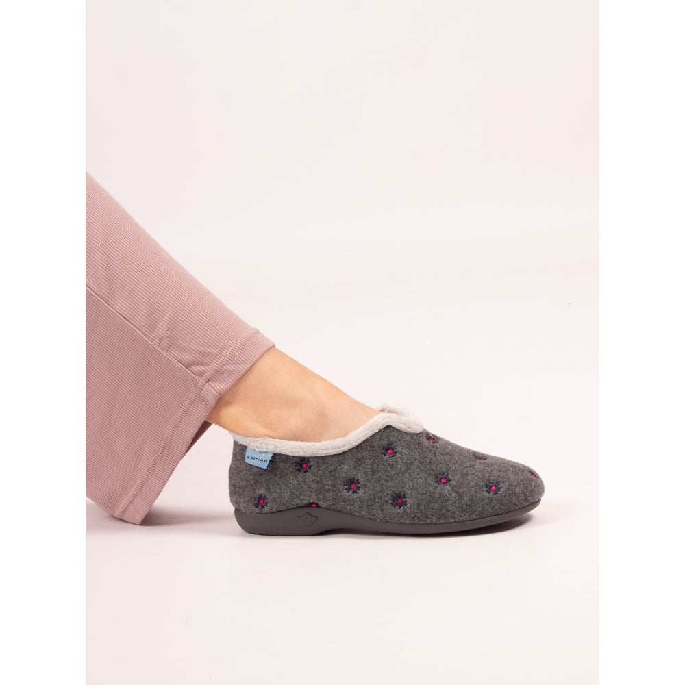 Lunar KLA250 Havana Grey Flower Slippers
