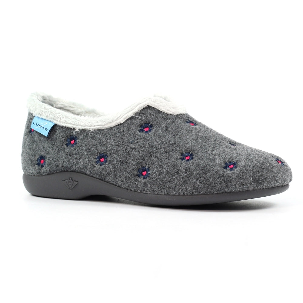 Lunar KLA250 Havana Grey Flower Slippers