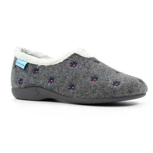Lunar KLA250 Havana Grey Flower Slippers