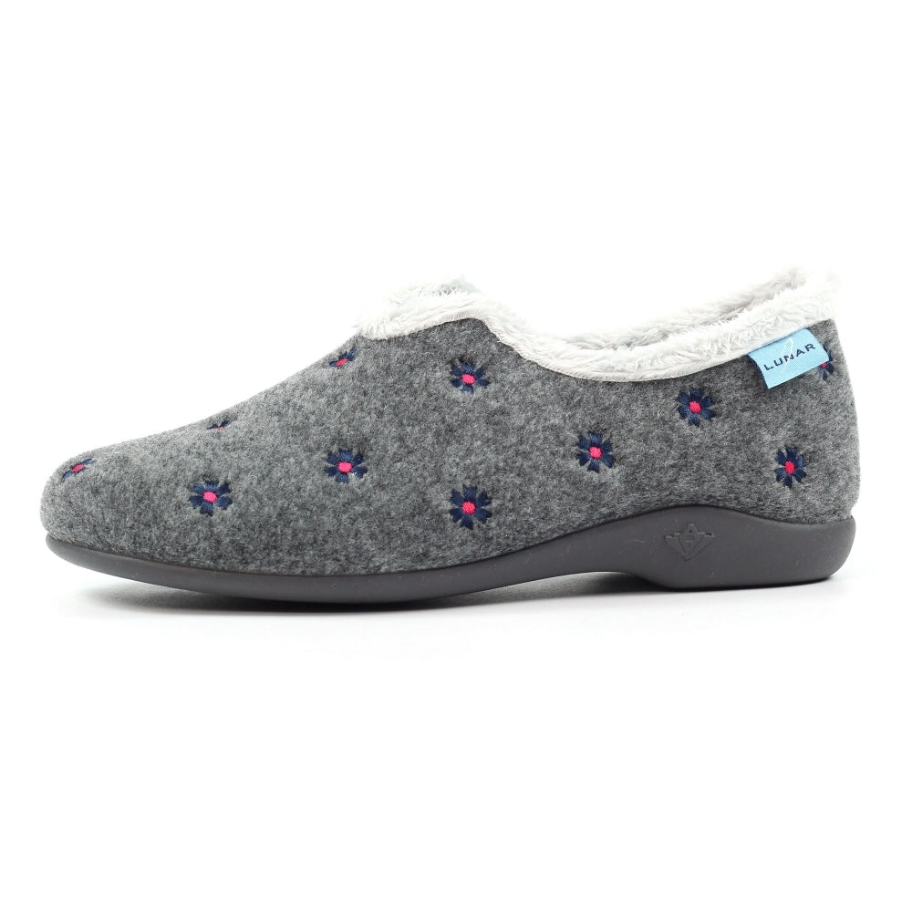 Lunar KLA250 Havana Grey Flower Slippers