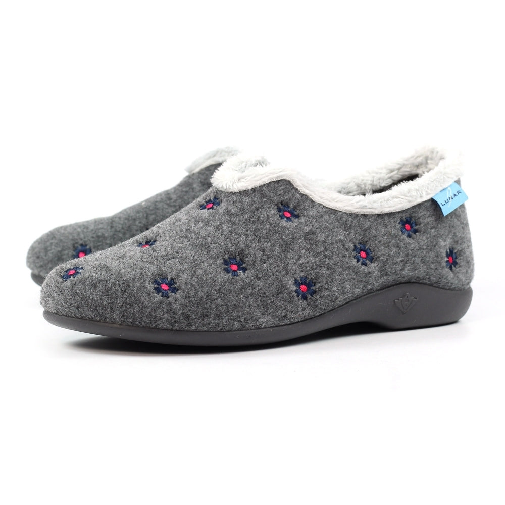 Lunar KLA250 Havana Grey Flower Slippers