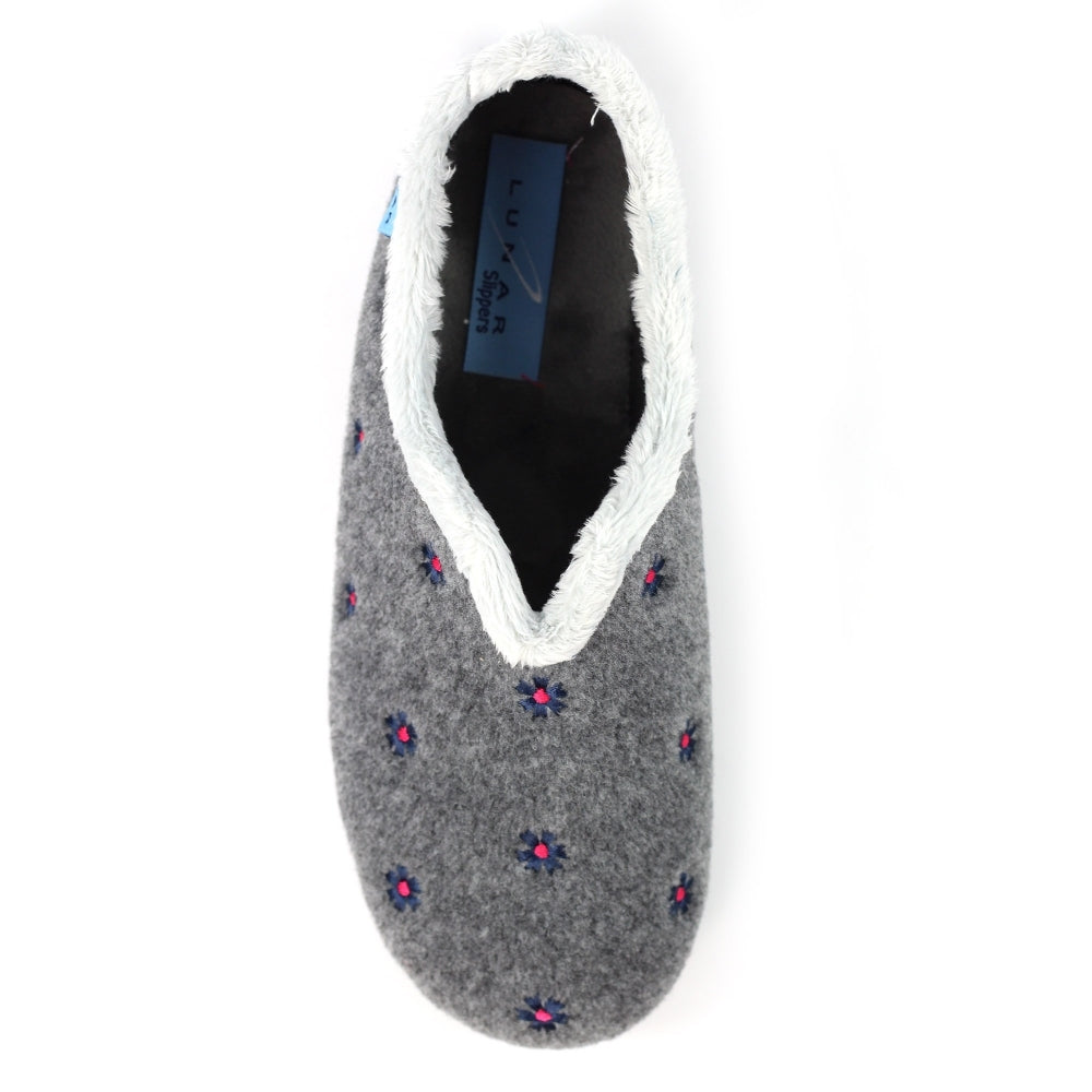 Lunar KLA250 Havana Grey Flower Slippers