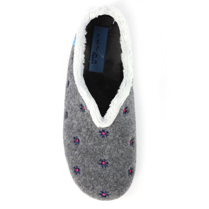 Lunar KLA250 Havana Grey Flower Slippers