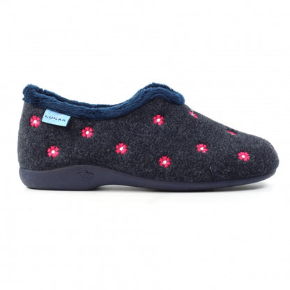 Lunar KLA250 Havana Navy Blue Flower Slippers