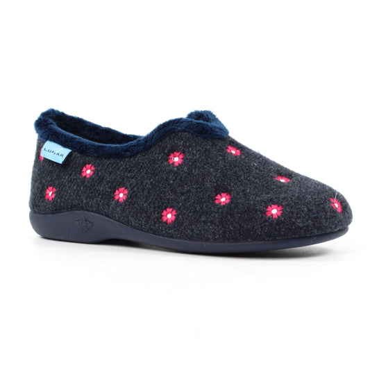Lunar KLA250 Havana Navy Blue Flower Slippers
