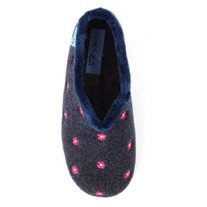 Lunar KLA250 Havana Navy Blue Flower Slippers