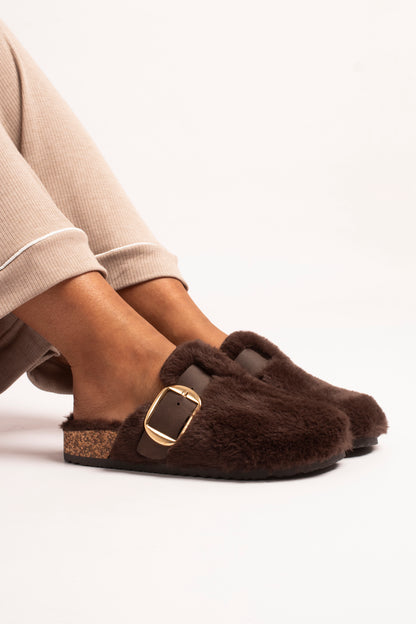Lunar KLC002 BR Rhianna Brown Mule Slippers