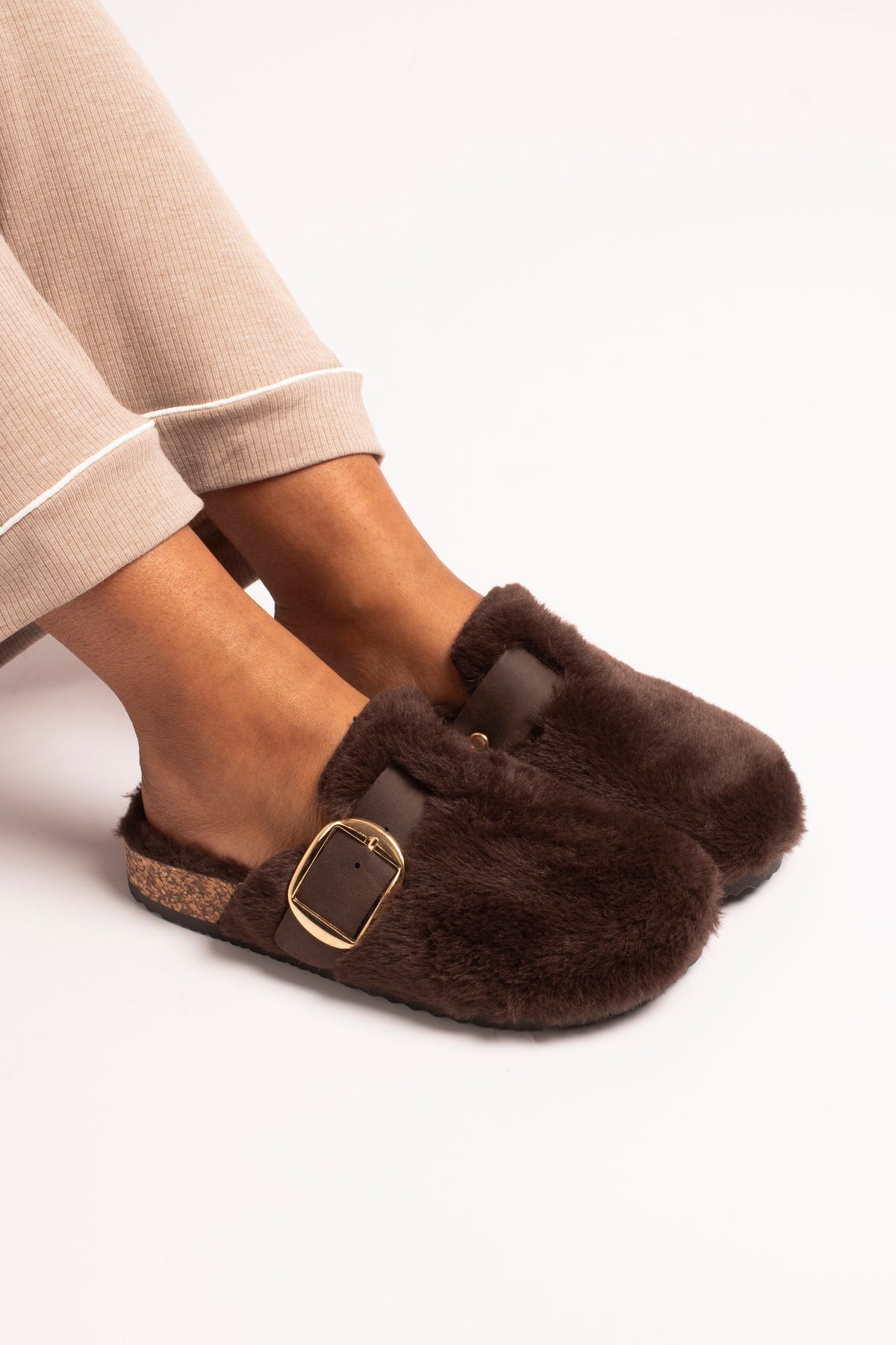 Lunar KLC002 BR Rhianna Brown Mule Slippers