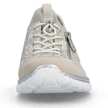 Rieker L3252-92 Beige, Off White & Gold F 1/2 Fit Elastic Speed Lace Shoes