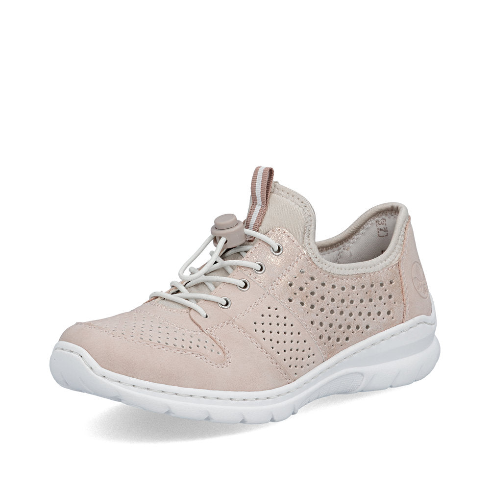 Rieker L3254-32 Rose, Pearl Cream F 1/2 Elastic Speed Lace Shoes