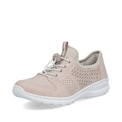 Rieker L3254-32 Rose, Pearl Cream F 1/2 Elastic Speed Lace Shoes