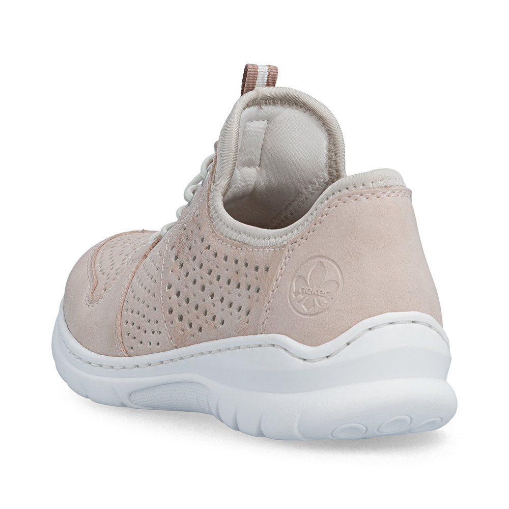 Rieker L3254-32 Rose, Pearl Cream F 1/2 Elastic Speed Lace Shoes