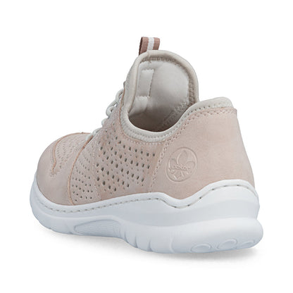 Rieker L3254-32 Rose, Pearl Cream F 1/2 Elastic Speed Lace Shoes