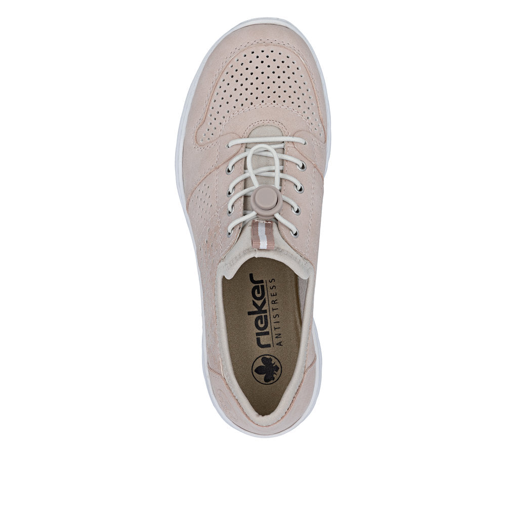 Rieker L3254-32 Rose, Pearl Cream F 1/2 Elastic Speed Lace Shoes