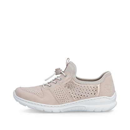 Rieker L3254-32 Rose, Pearl Cream F 1/2 Elastic Speed Lace Shoes