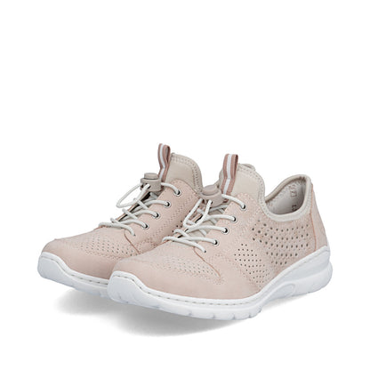 Rieker L3254-32 Rose, Pearl Cream F 1/2 Elastic Speed Lace Shoes