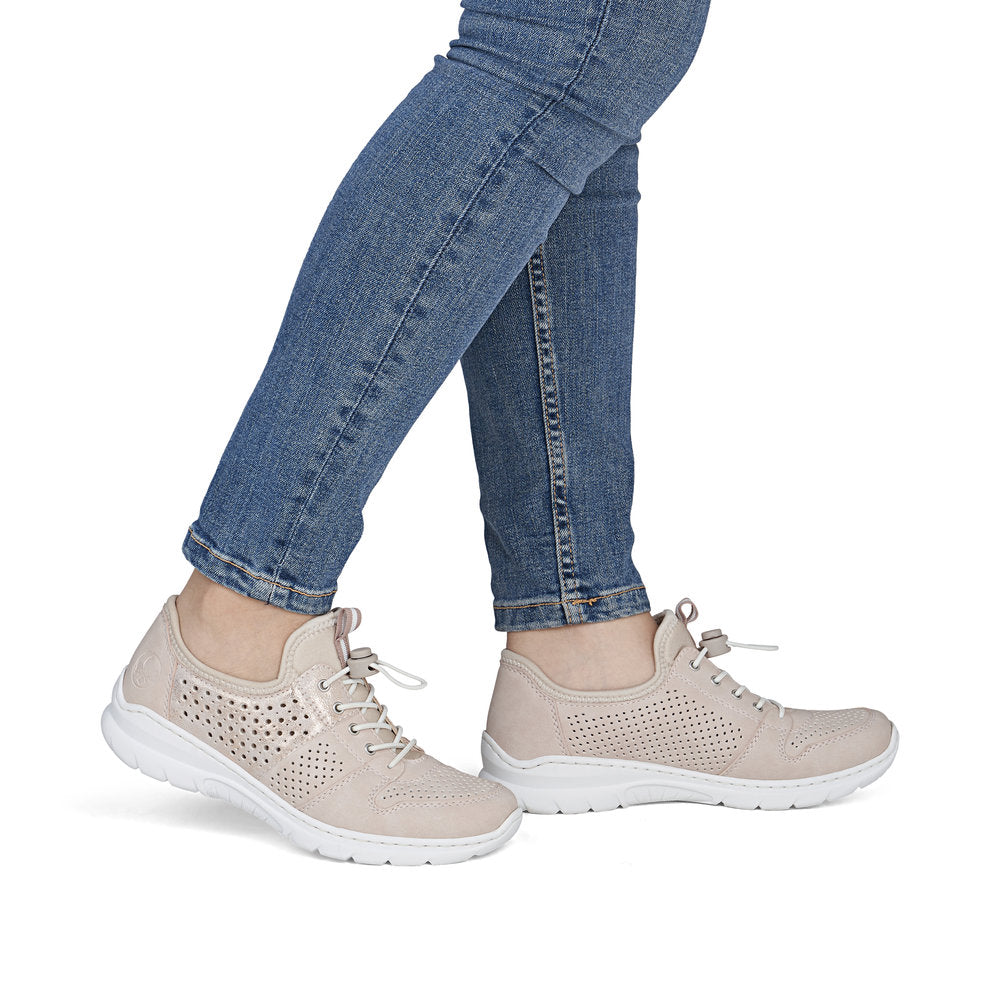 Rieker L3254-32 Rose, Pearl Cream F 1/2 Elastic Speed Lace Shoes