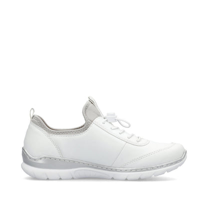 Rieker L3259-80 White & Silver Elastic Lace Shoes