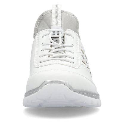 Rieker L3259-80 White & Silver Elastic Lace Shoes