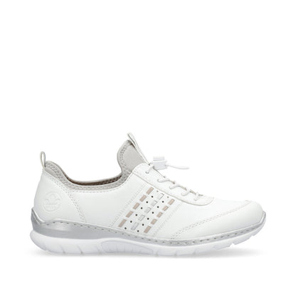 Rieker L3259-80 White & Silver Elastic Lace Shoes