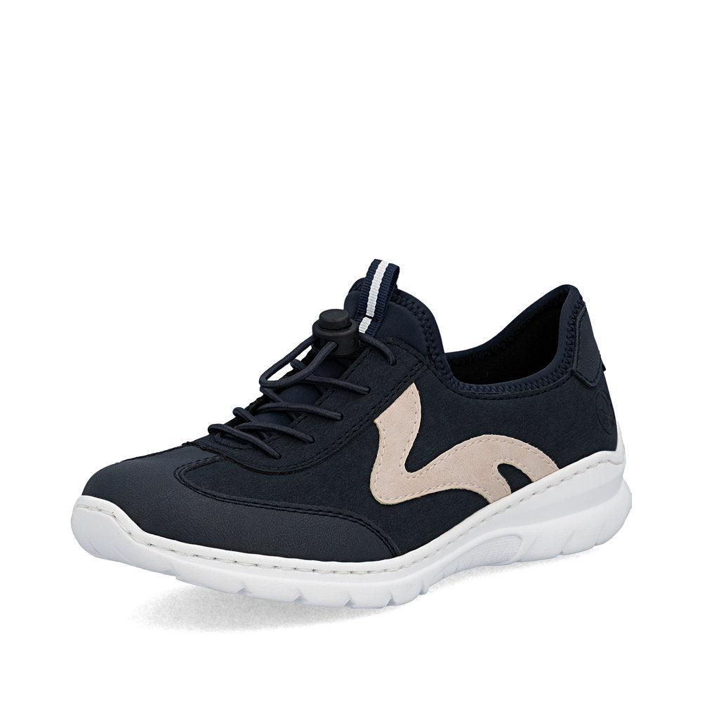 Rieker L32G9-14 Navy & Pink F 1/2 Fit Elastic Speed Lace Shoes