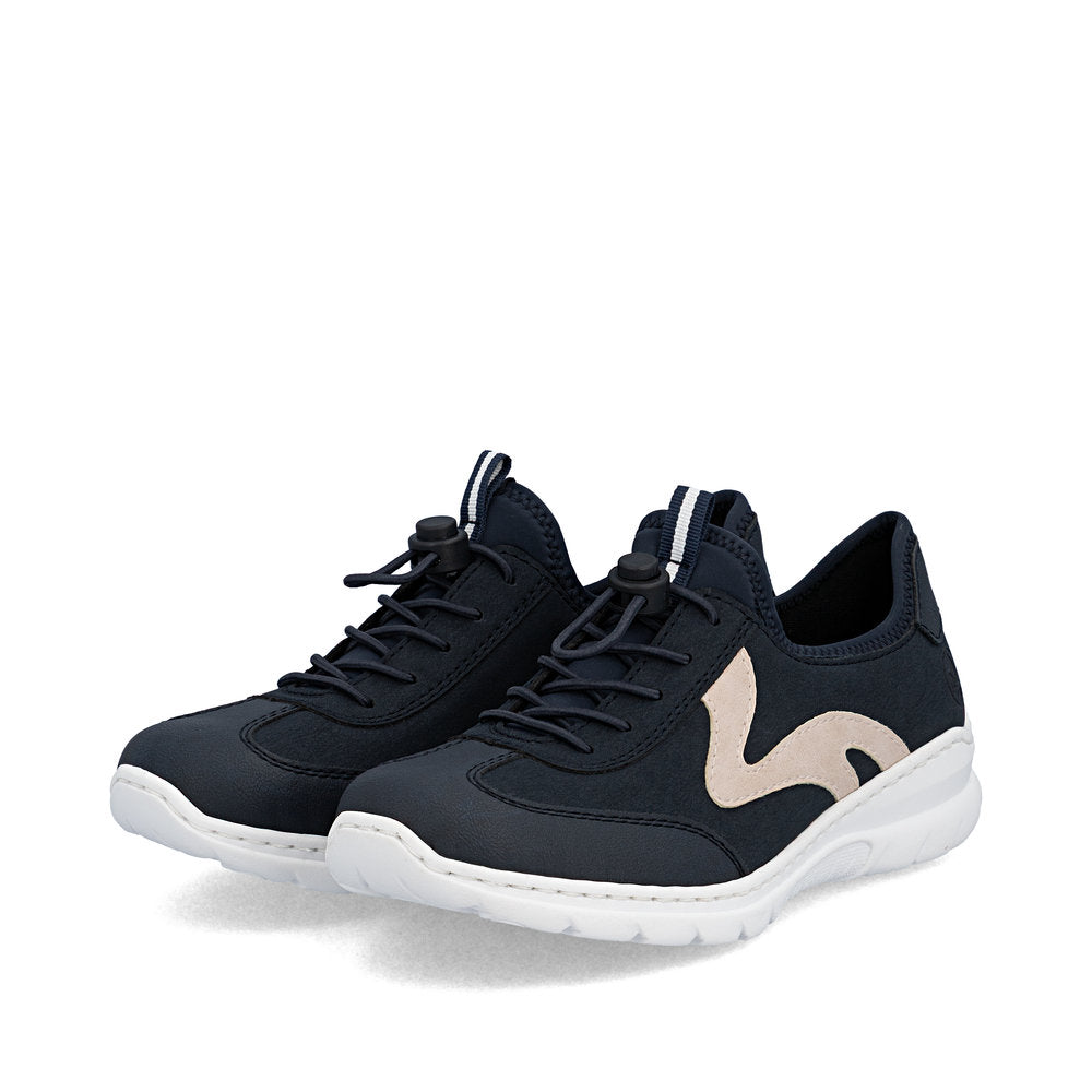 Rieker L32G9-14 Navy & Pink F 1/2 Fit Elastic Speed Lace Shoes