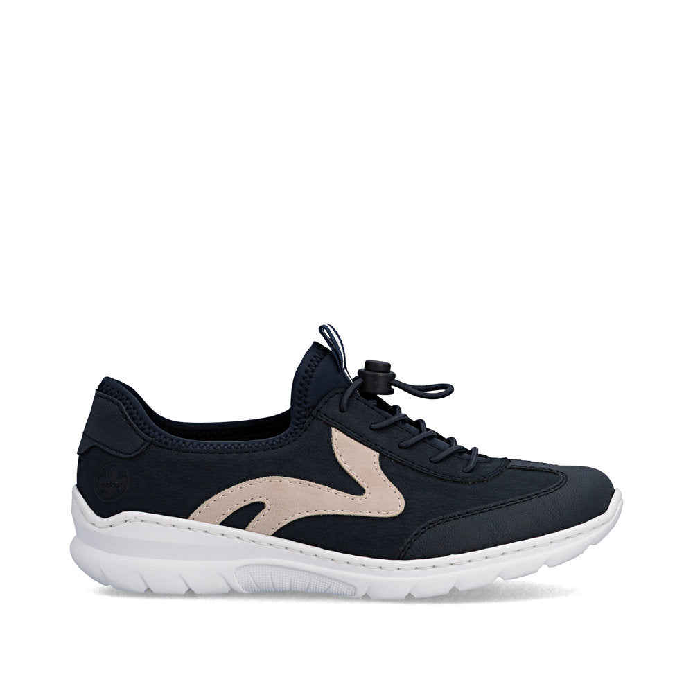 Rieker L32G9-14 Navy & Pink F 1/2 Fit Elastic Speed Lace Shoes