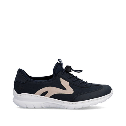 Rieker L32G9-14 Navy & Pink F 1/2 Fit Elastic Speed Lace Shoes