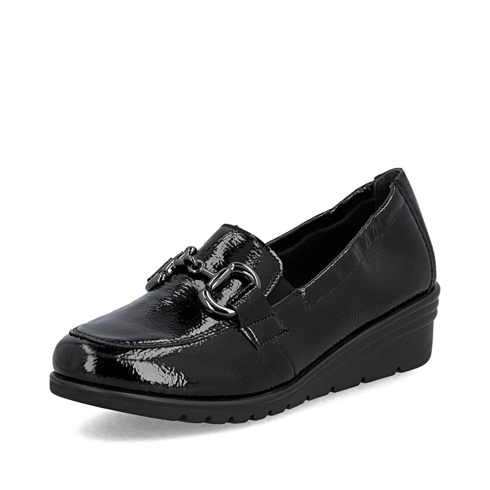 Rieker L5352-00 Black Slip On Patent Shoes