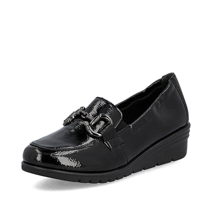 Rieker L5352-00 Black Slip On Patent Shoes