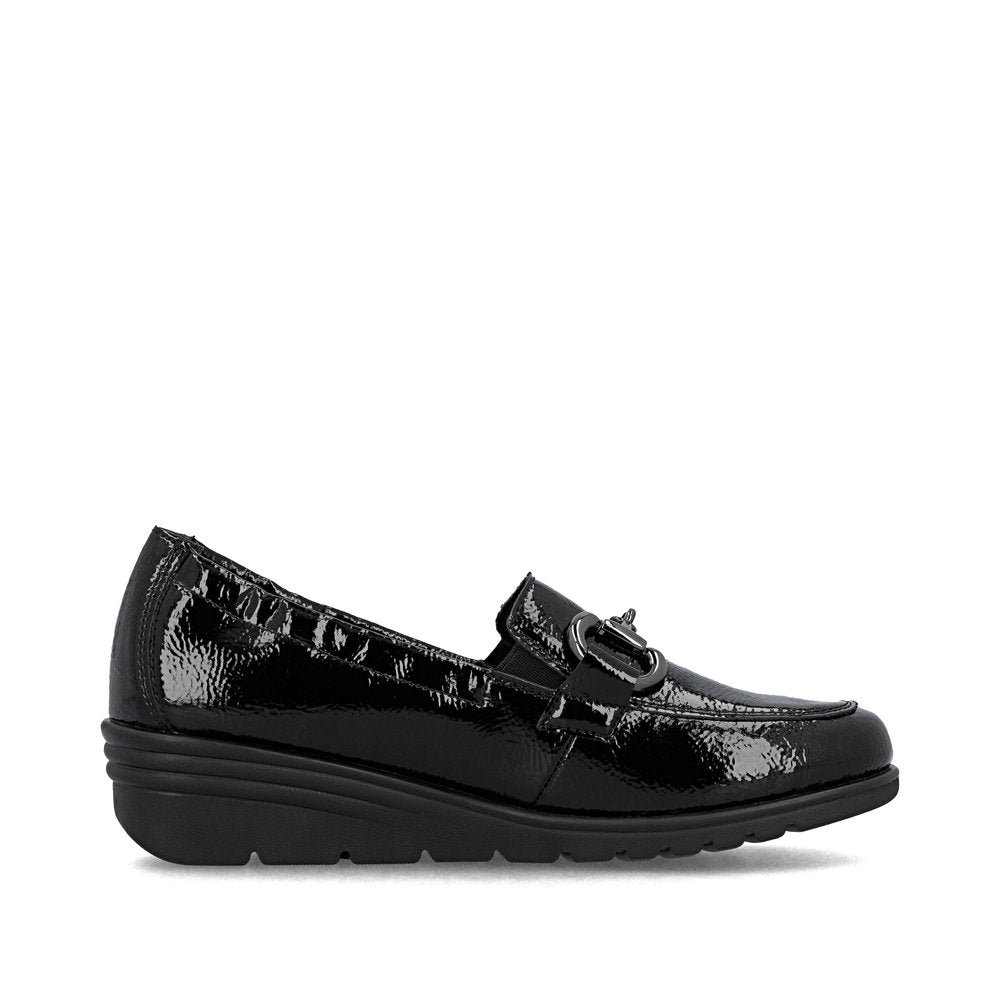 Rieker L5352-00 Black Slip On Patent Shoes