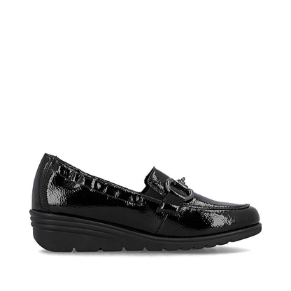 Rieker L5352-00 Black Slip On Patent Shoes