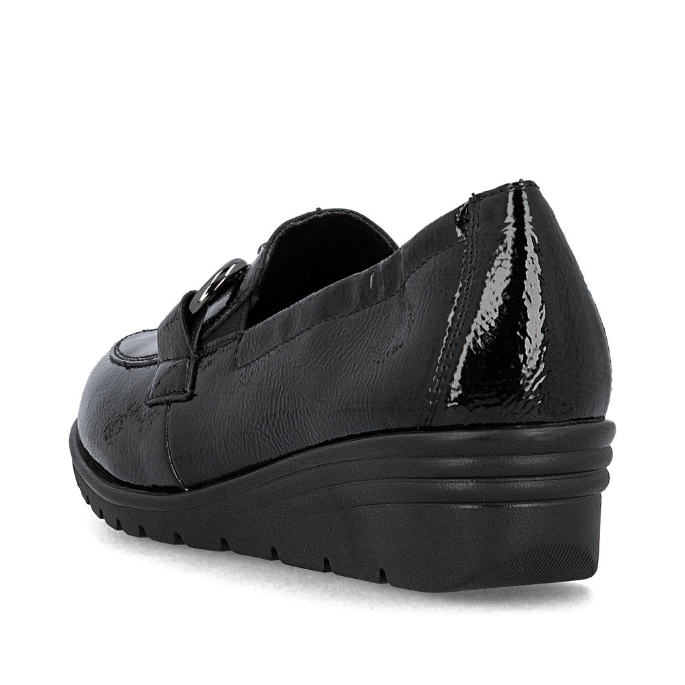 Rieker L5352-00 Black Slip On Patent Shoes