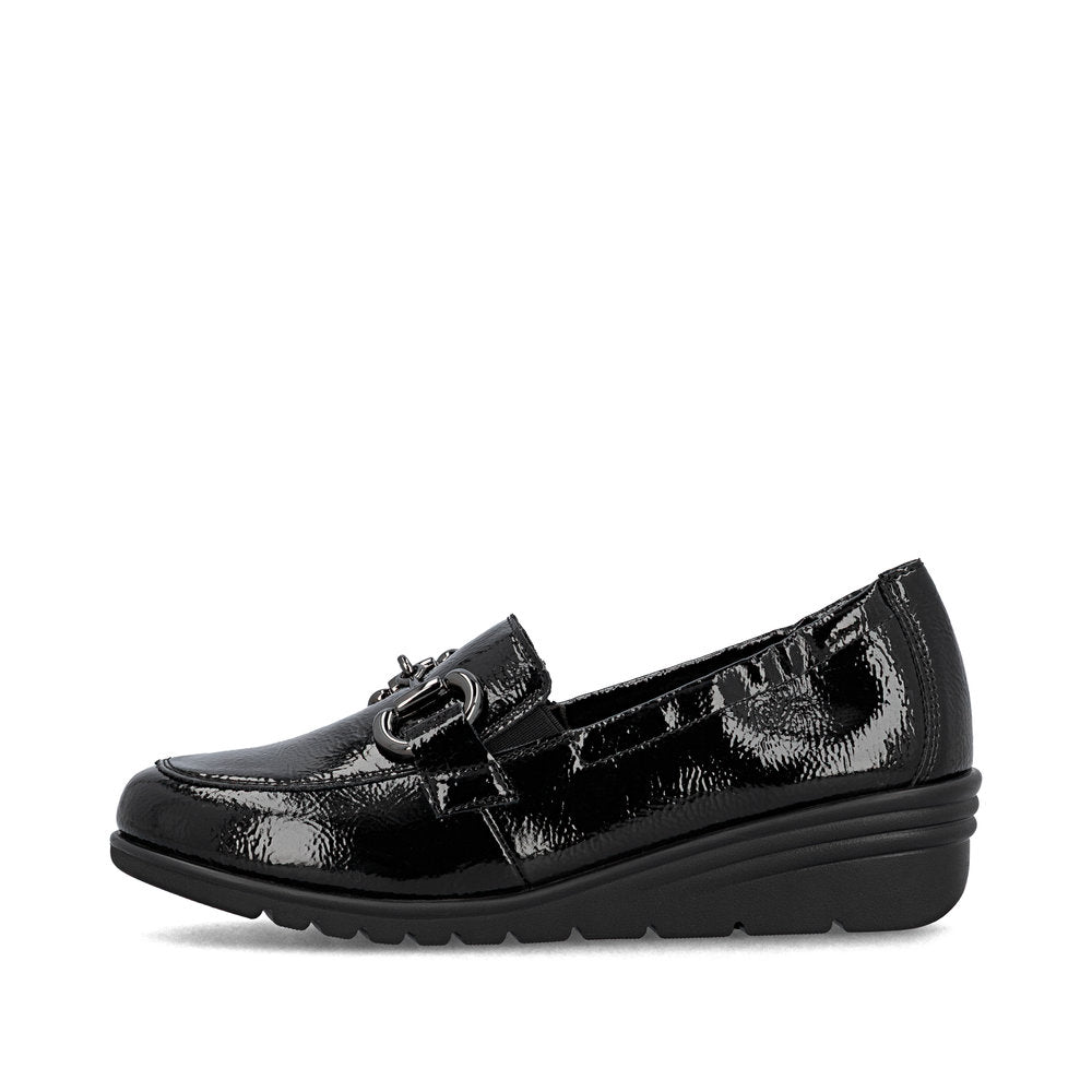Rieker L5352-00 Black Slip On Patent Shoes