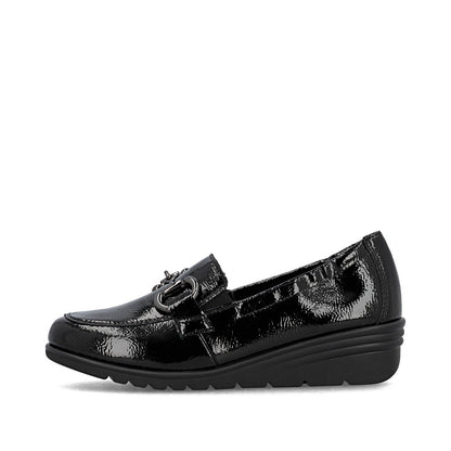 Rieker L5352-00 Black Slip On Patent Shoes