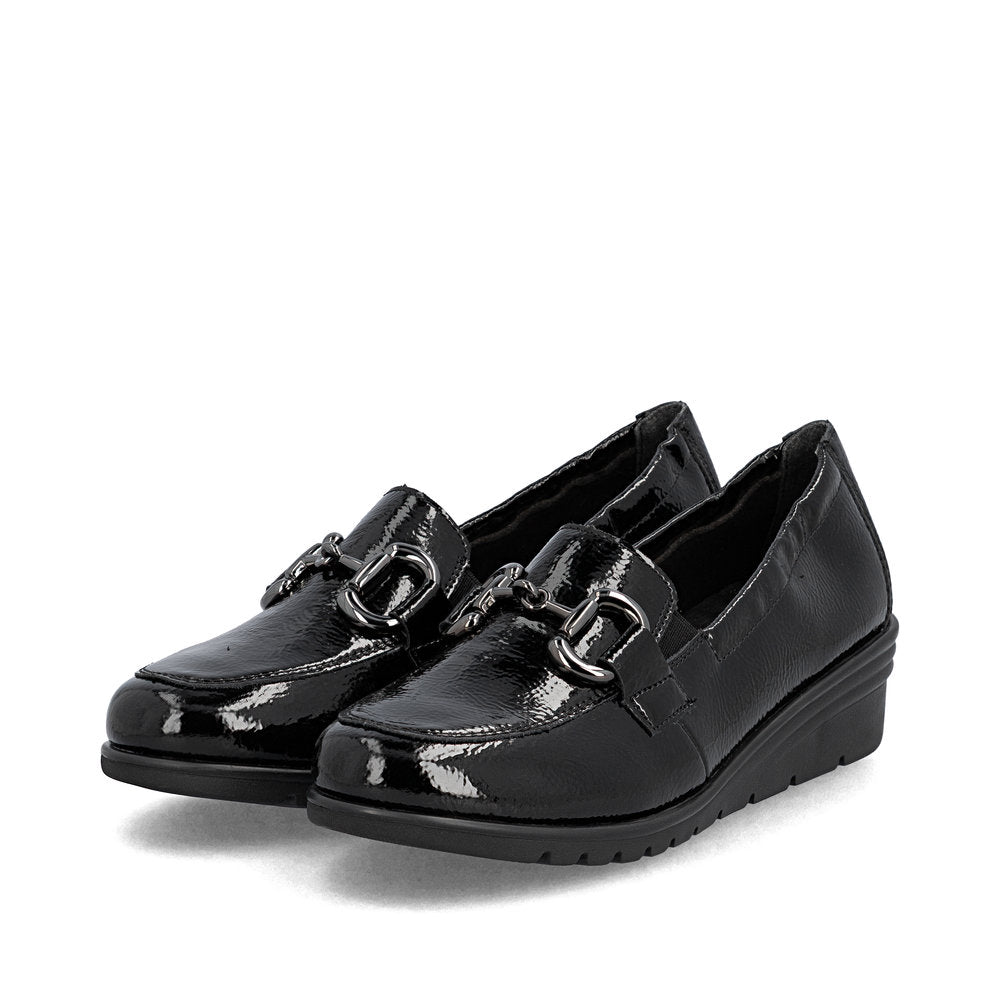 Rieker L5352-00 Black Slip On Patent Shoes