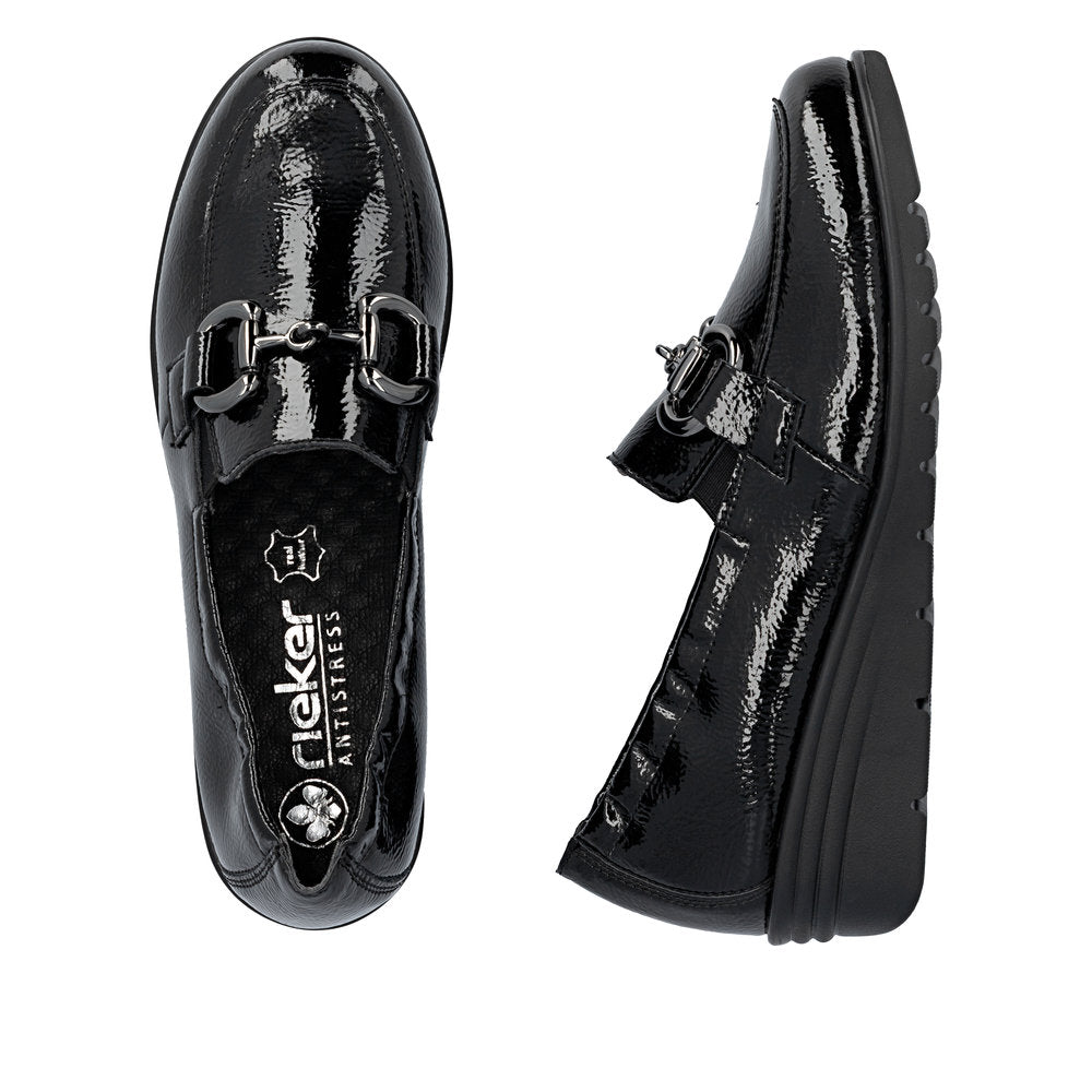 Rieker L5352-00 Black Slip On Patent Shoes