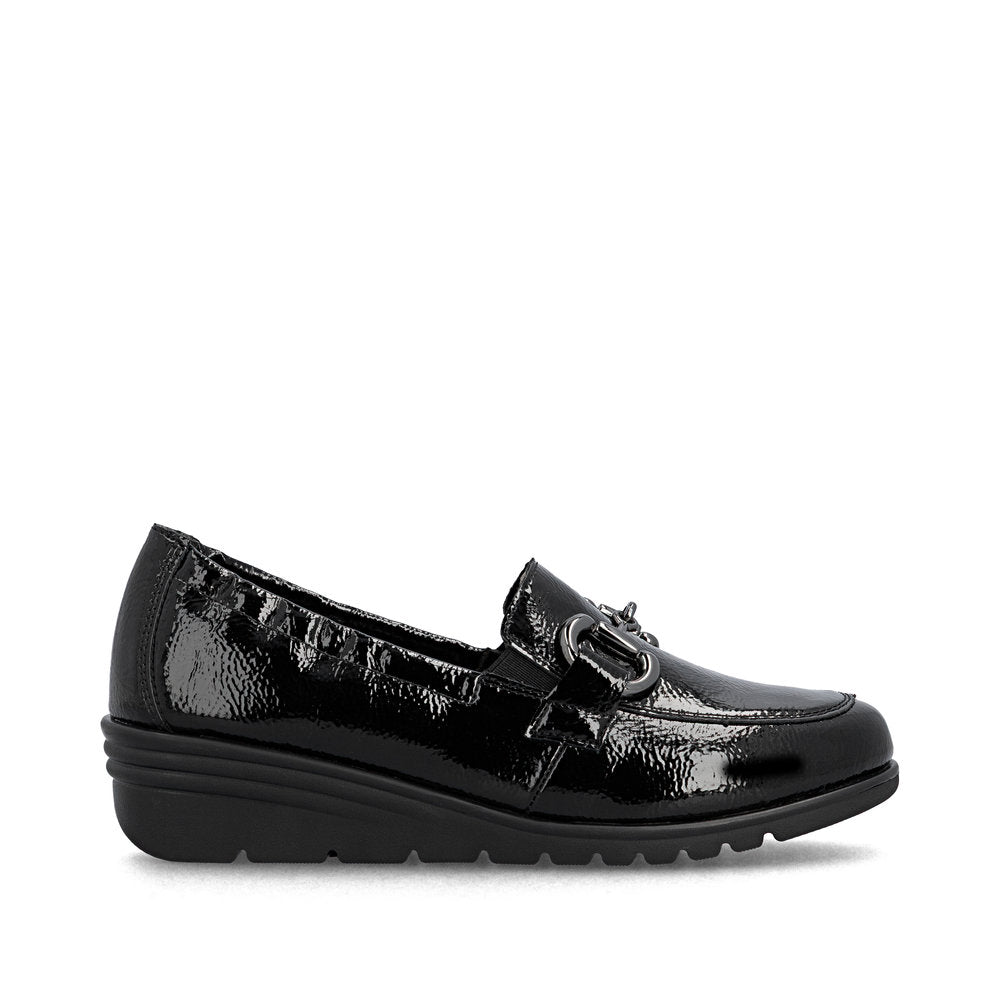 Rieker L5352-00 Black Slip On Patent Shoes