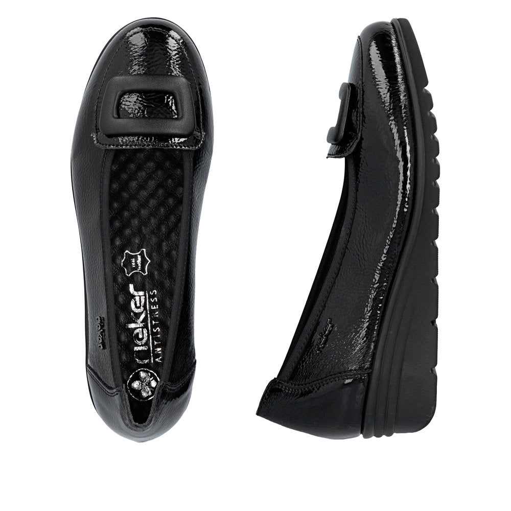 Rieker L5362-00 Black Slip On Shoes